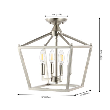 Plains Mini Lantern 12" Iron Modern Farmhouse LED Flush Mount